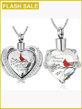 Memorial Urn Necklace for Ashes - Heart Locket Cremation Jewelry Gift